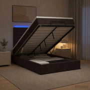 Letto Ottomano con Materasso e LED Marrone Scuro 120 x 190 cm 3457975