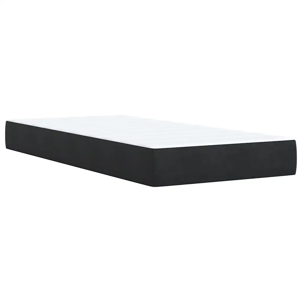 Letto singolo | Letto per adulti | Giroletto a Molle con Materasso Nero 80x200 cm in Velluto