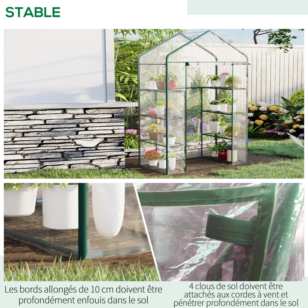Serra da giardino 8 ripiani copertura PVC trasparente porta avvolgibile ¨C zephmum ¨C 143x73x195 cm