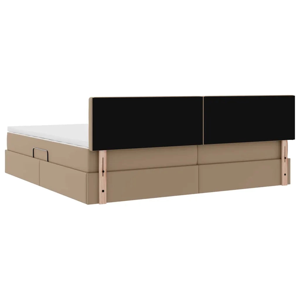 Letto con contenitore e materasso Cappuccino 200 x 200 cm 3370412