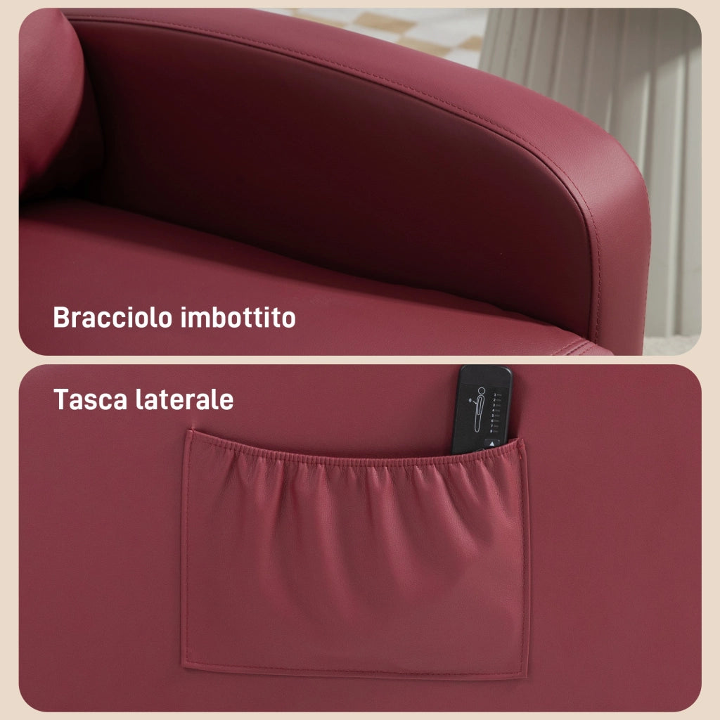 Poltrona Relax Massaggiante Reclinabile con Poggiapiedi ¨C Xylo ¨C Rosso