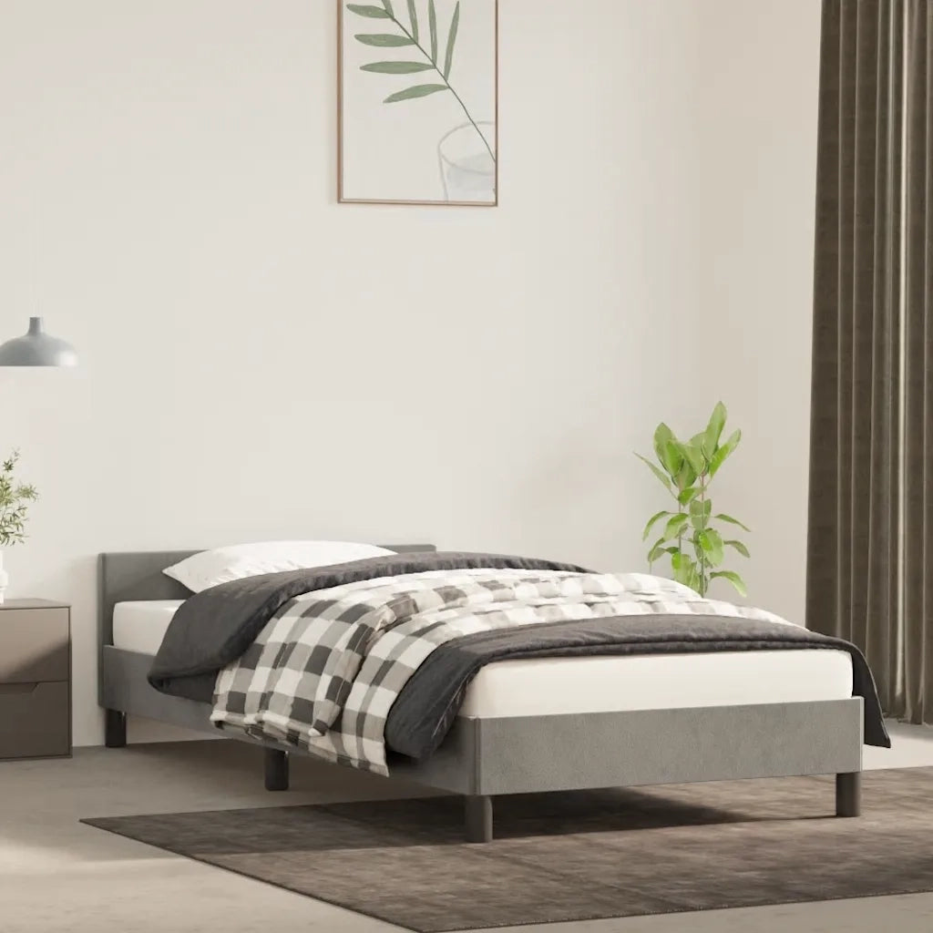 Letto singolo | Letto per adulti | Giroletto senza Materasso Grigio Chiaro 90x200 cm Velluto