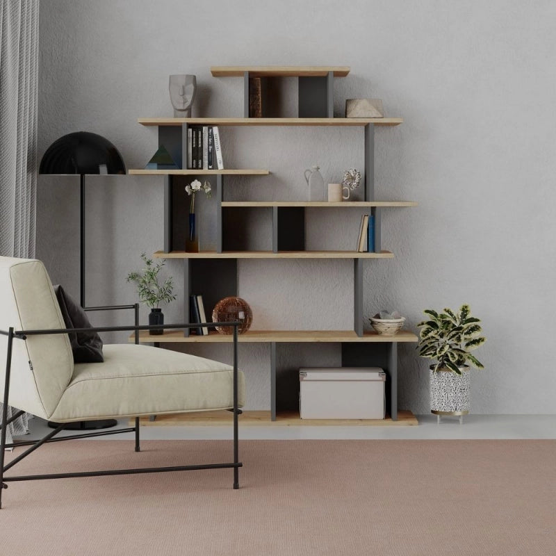 Libreria design Apollon rovere e antracite