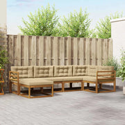 Set di divani da esterno con cuscino 6 pcs Naturale e Beige
