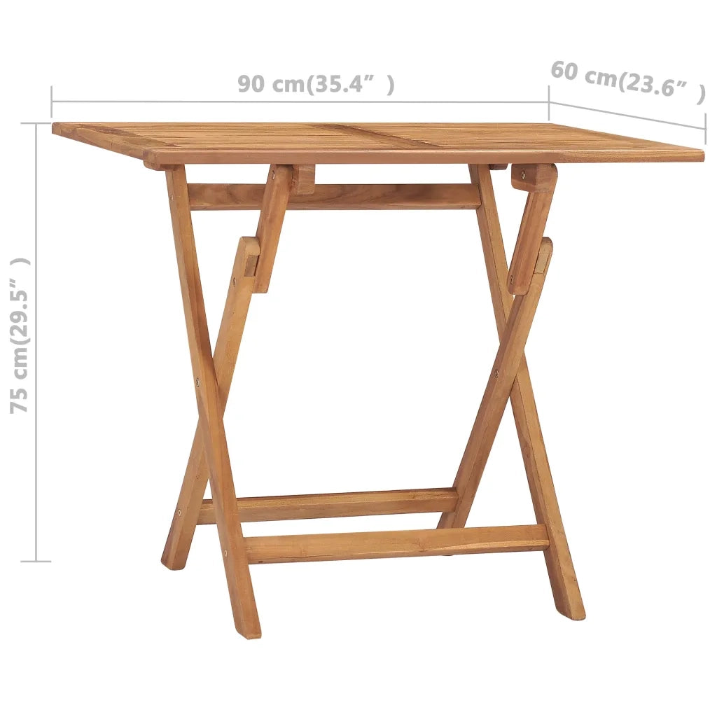 Tavolo da Giardino Pieghevole 90x60x75 cm in Massello di Teak cod mxl 59320