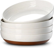 Set di Piatti Profondi per Ramen 4 pezzi - 880 ml Ceramica Set di Piatti Profondi per Ramen - Altezza del bordo - Ø 21.5 cm - Set di piatti e piatti per servire - Salata Dessert Antipasto - Set di piatti per party di benvenuto - Vaniglia Bianco