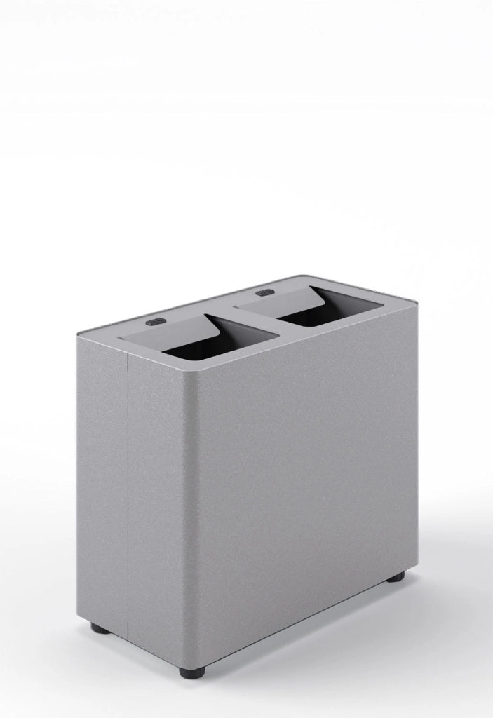 Pattumiera a 2 Scomparti Totale 24 L 48,5x25,5x39 cm con Contenitori Interni in Acciaio Verniciato Grigio