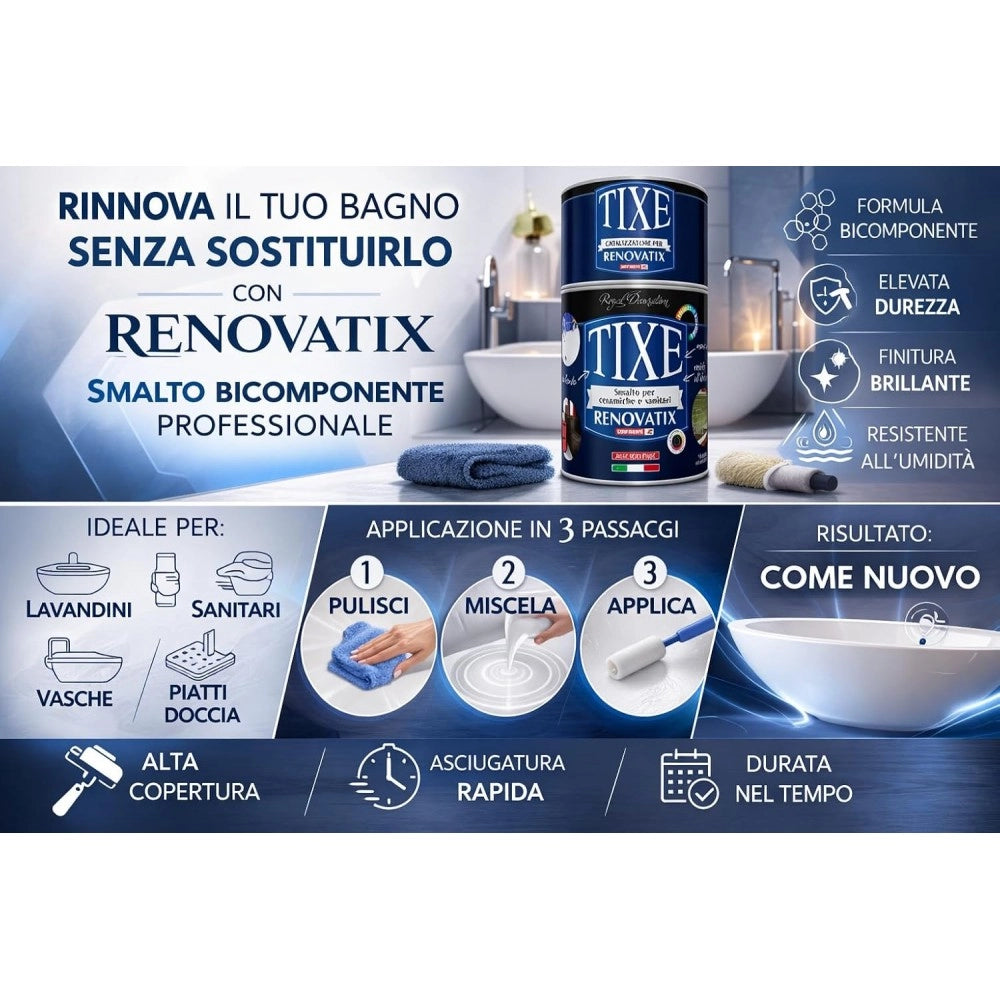 Tixe renovatix 750ml smalto bicomponente bianco cemamizzante per ceramiche e sanitari