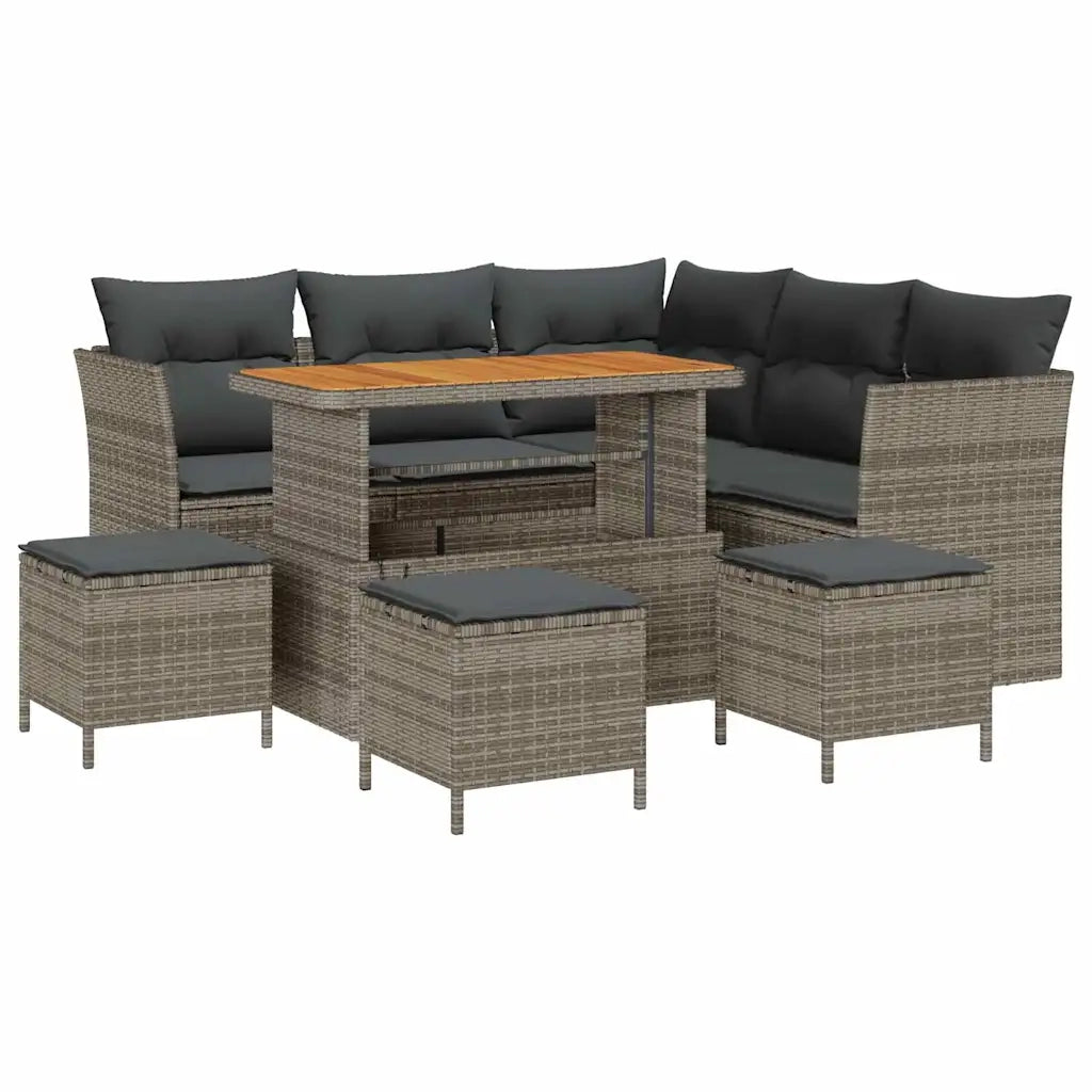 Set Divano da Giardino con cuscino 9 pcs Grigio 3363443