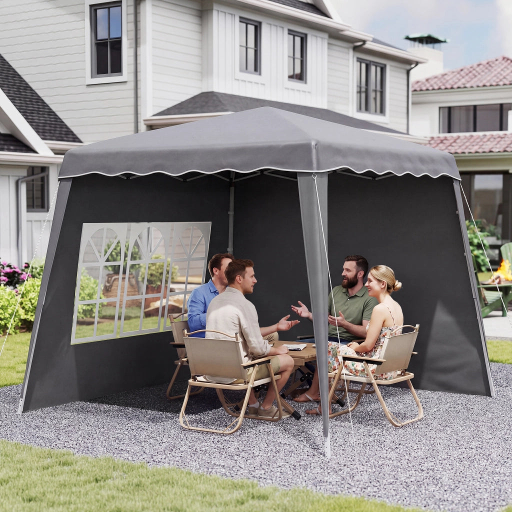 Tenda da giardino pieghevole pop-up ¨C Zephmum ¨C 2.89x2.89m, grigio, protezione UV50+
