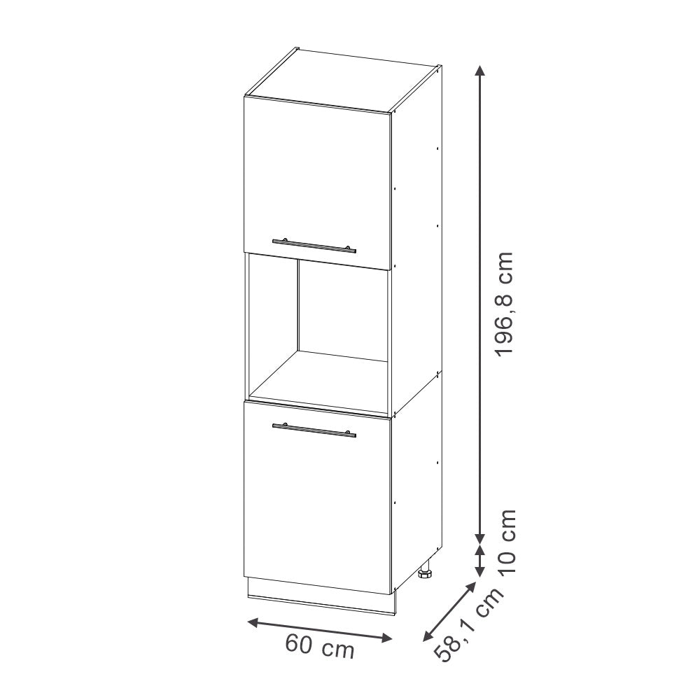 Mobile per forno da incasso Fame-Line Nero rigato/Bianco 60 cm con ripiano aperto Vicco