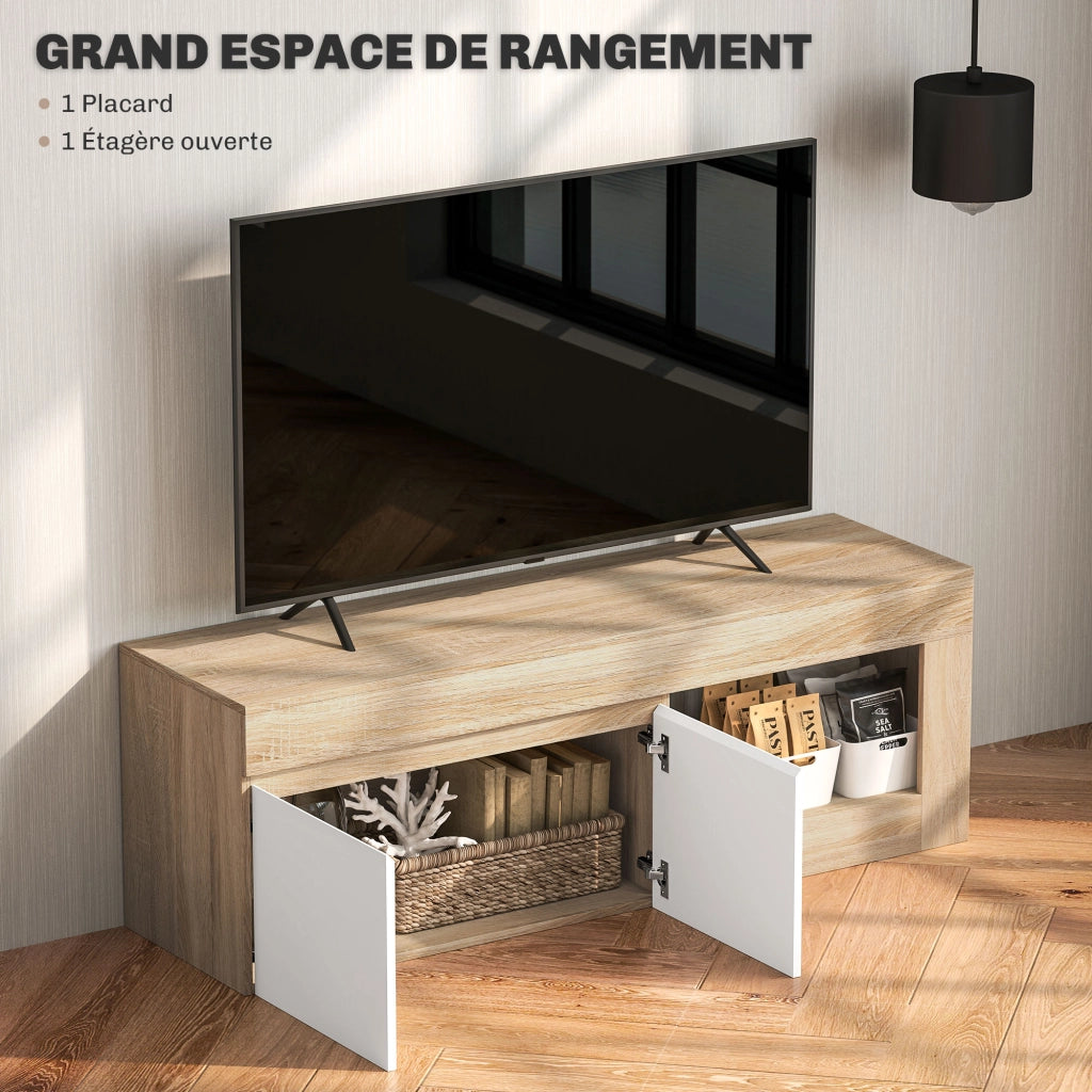 Mobile TV con ante e ripiano ¨C Xylo ¨C Legno naturale fino 60 pollici