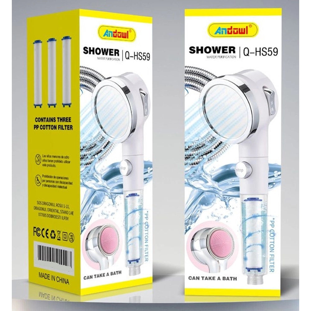 Trade Shop - Doccetta Soffione Doccia Con Filtro In Cotone Pp Purificatore D'acqua Q-hs59 3 Potenze -