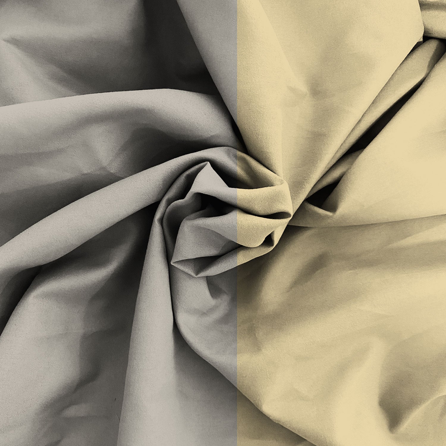 Copripiumino Piazza E Mezza con Sacco e Federe in Tinta Unita Double Face Linea Vera Grigio Chiaro e Panna