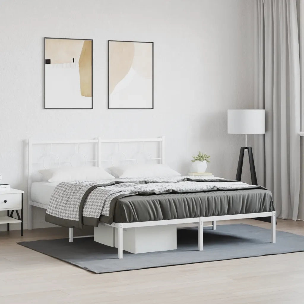 Giroletto con Testiera-Struttura Letto con testiera Metallo Bianco 150x200 cm 222345