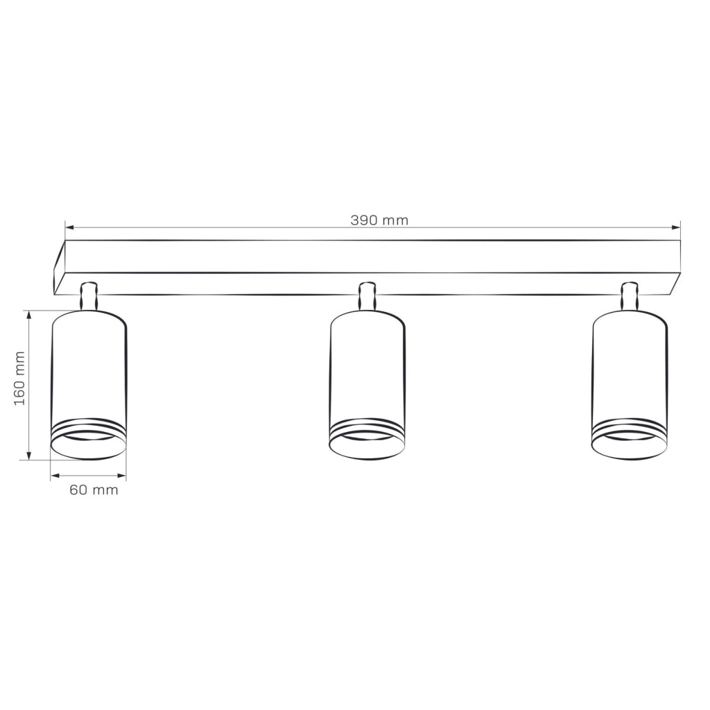 Plafoniera/applique 3 faretti GU10 nera Polux Paris 322340