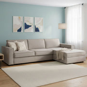 Afar, Divano Letto con Penisola Sfoderabile Made in Italy, 260x95 cm Grigio Tortora