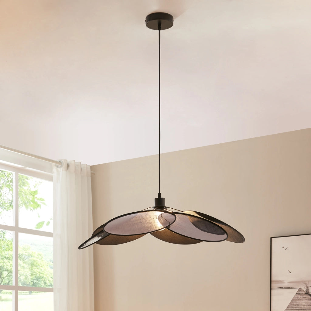 Lampadario a Sospensione Blackwood con Paralume in Tessuto - Nero lux.pro