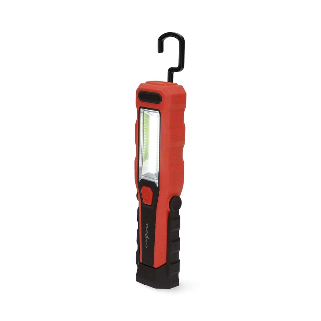 Torcia da lavoro ricaricabile a LED da 4W 300lm con gancio e magnete Nero / Rosso Nedis