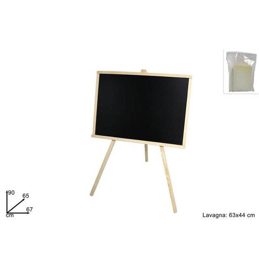 Trade Shop - Lavagna Con Cavalletto In Legno 63x44 Cm Scrivibile Con Gessetto E Cancellino -
