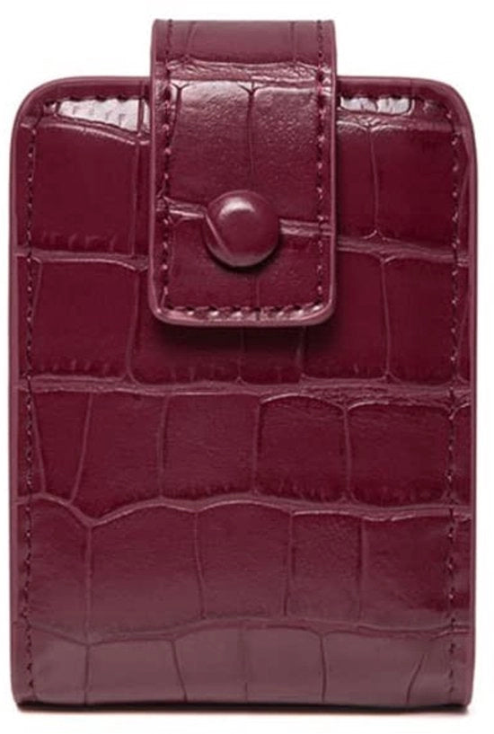 Organizzatore di matite da labbra portatile - Cassetta in pelle PU per trucco - Rosso - Inclusa specchietto - Adatto per viaggi - Custodia per matite da labbra