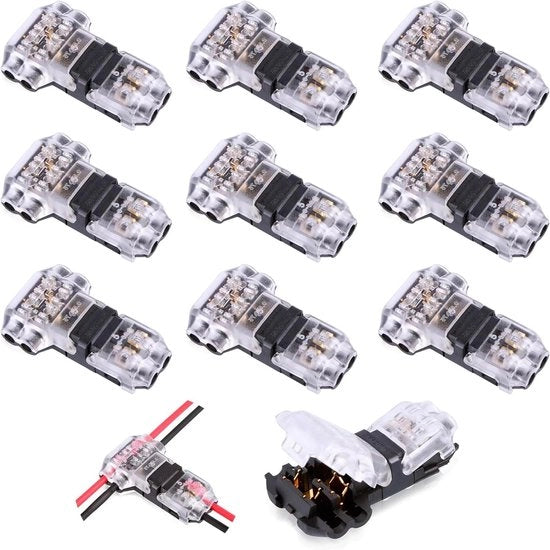12 pezzi di connettore T a 2 poli per cavi elettrici 20/22 AWG connettori T rapidi per auto luce audio uso ampio