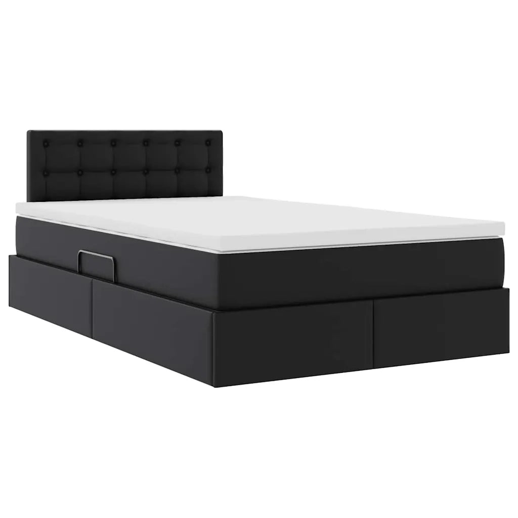 Letto con contenitore e materasso Nero 120 x 200 cm