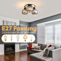 ZMH Lampada da soffitto plafoniera moderna vetro nero E27 per camera letto corridoio