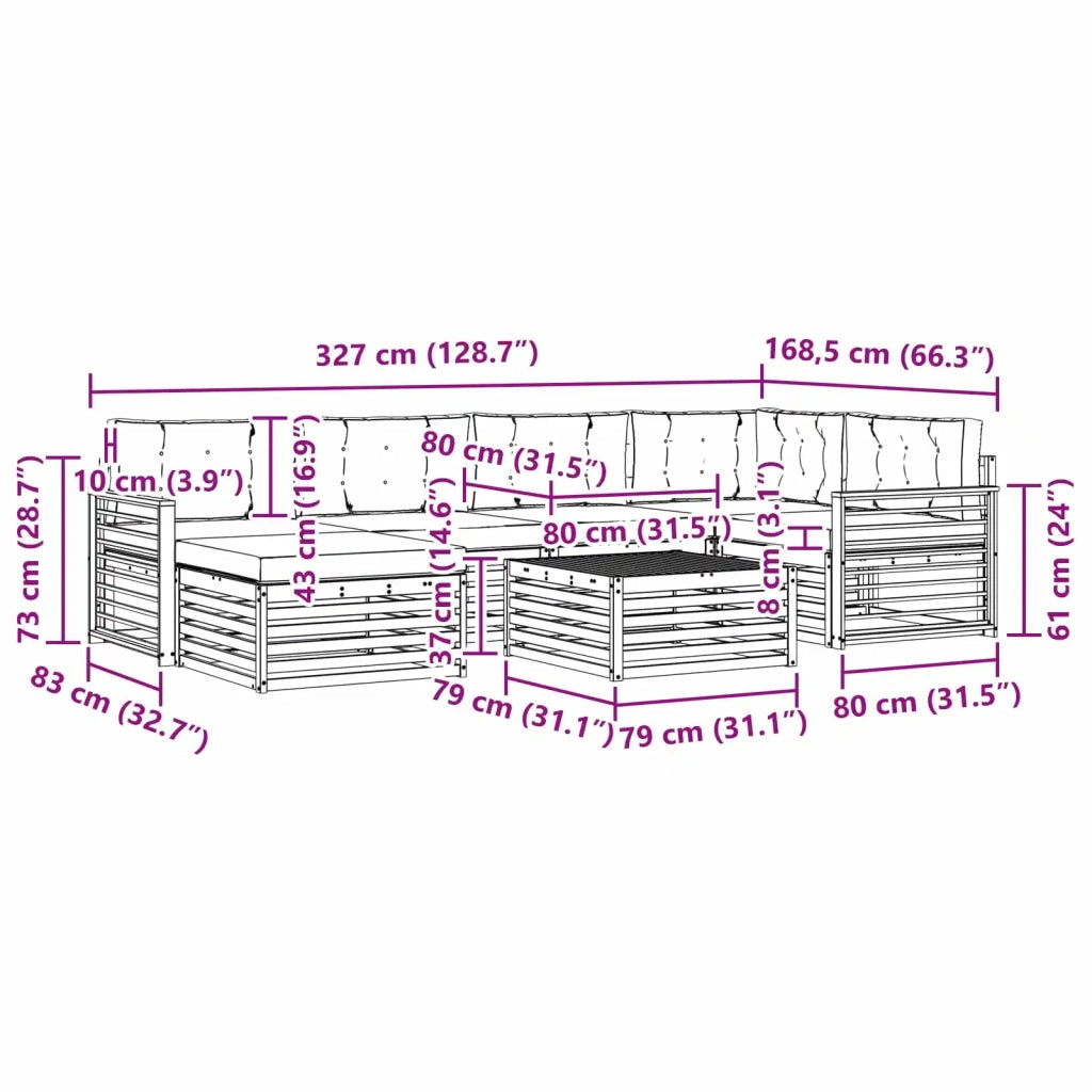 Set di divani da esterno 7 pz Bianco e Antracite 3390817