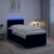 Letto con Box Spring, Materasso e LED Nero 90 x 190 cm Velluto 3452086
