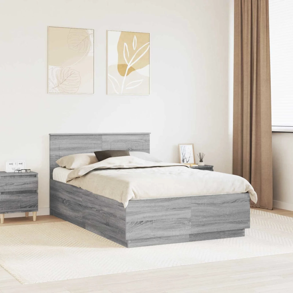 Struttura del letto con testiera Grigio Sonoma 120 x 190 cm