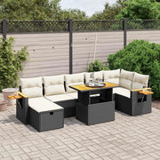 vidaXL Set Divani da Giardino con Cuscini 8 pz Nero in Polyrattan