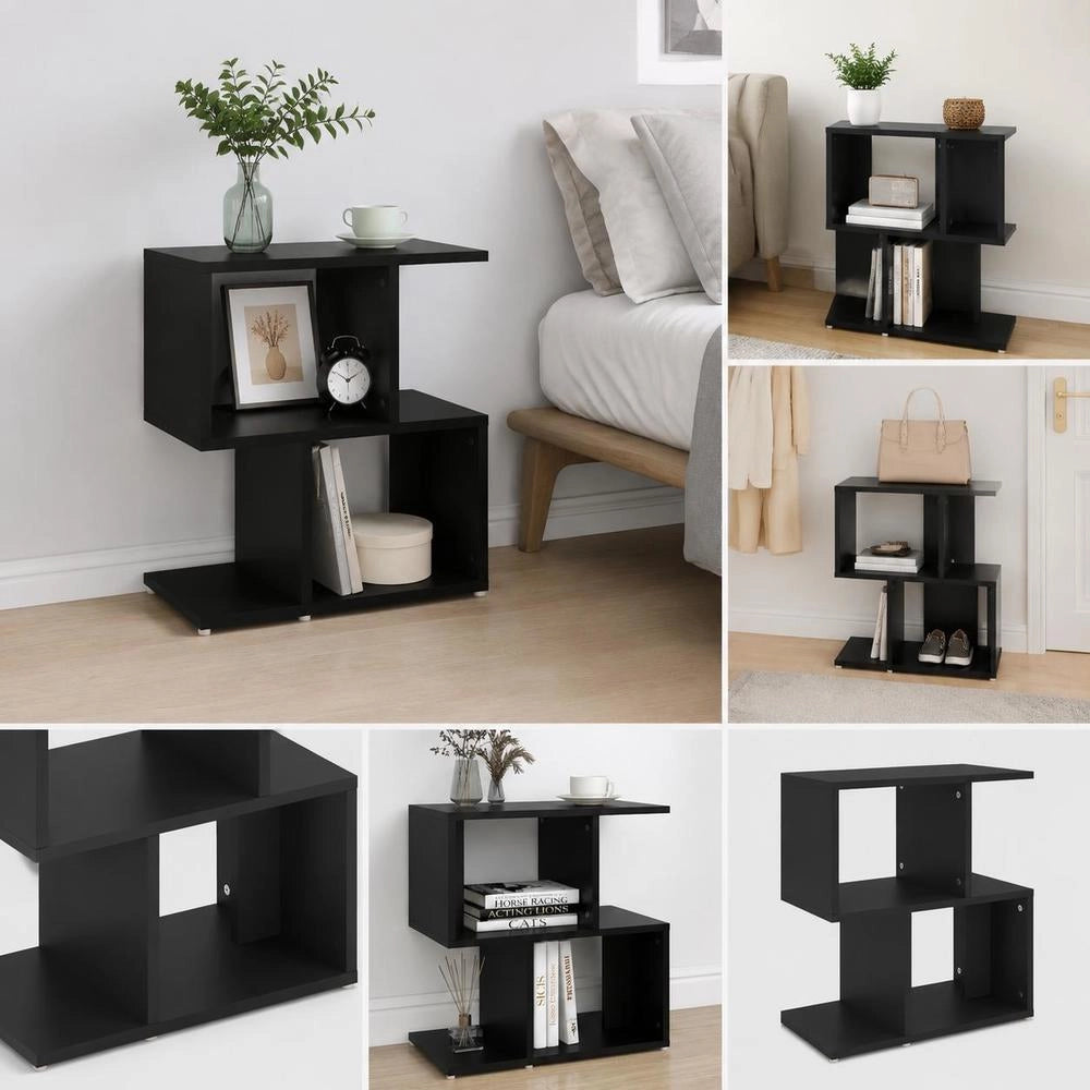 Black Bedside Table 50x30x51.5 Cm, Engineered Wood