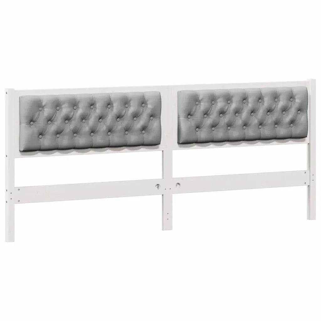 Testiera | Testata Bianco e grigio chiaro 200 cm Legno di pino massello