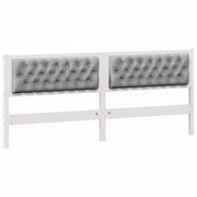 Testiera | Testata Bianco e grigio chiaro 200 cm Legno di pino massello