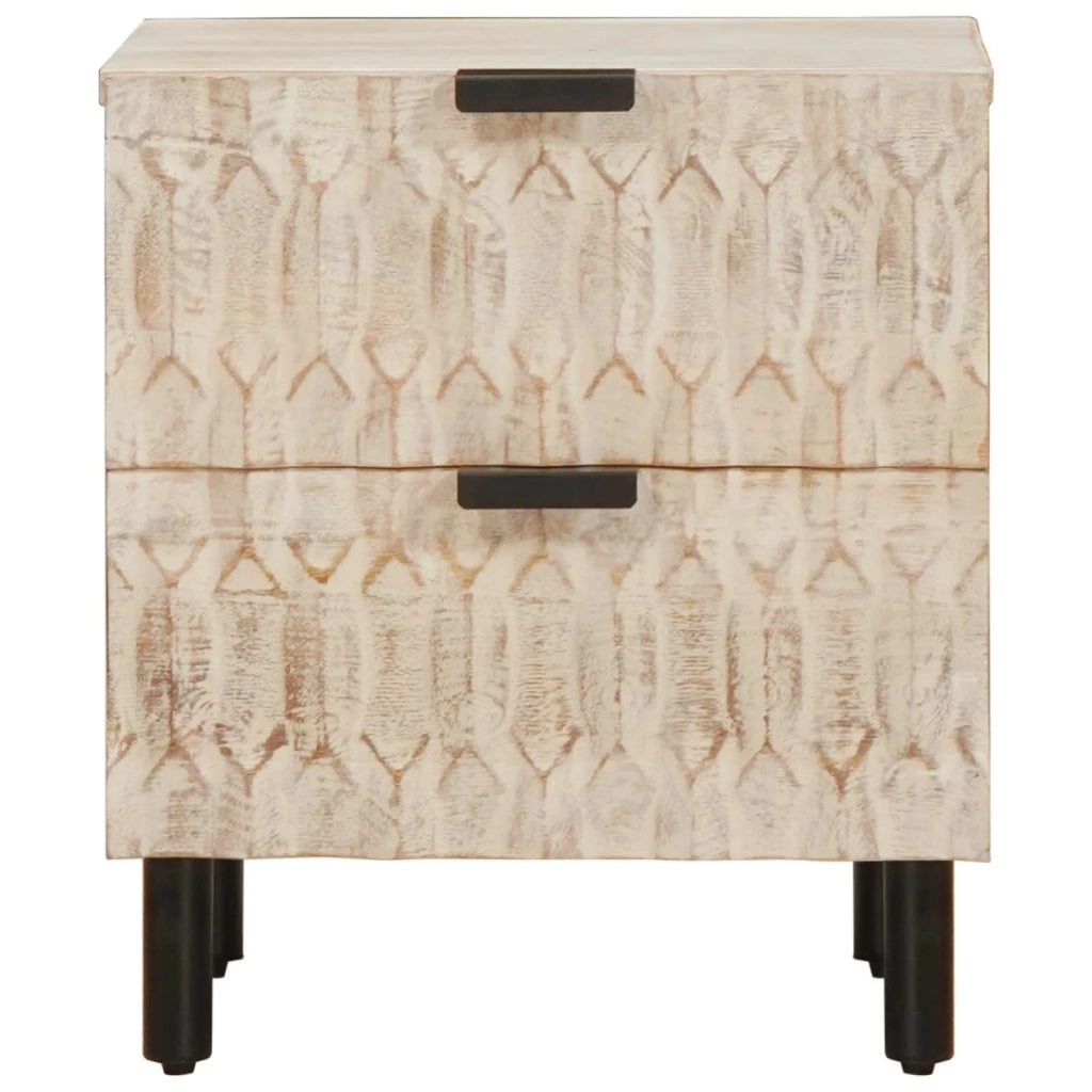 Armadio da Notte Bianco 40 x 33 x 46 cm Legno di mango massello