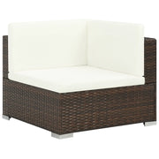 Set Divani da Giardino 7 pz con Cuscini in Polyrattan Marrone 44597