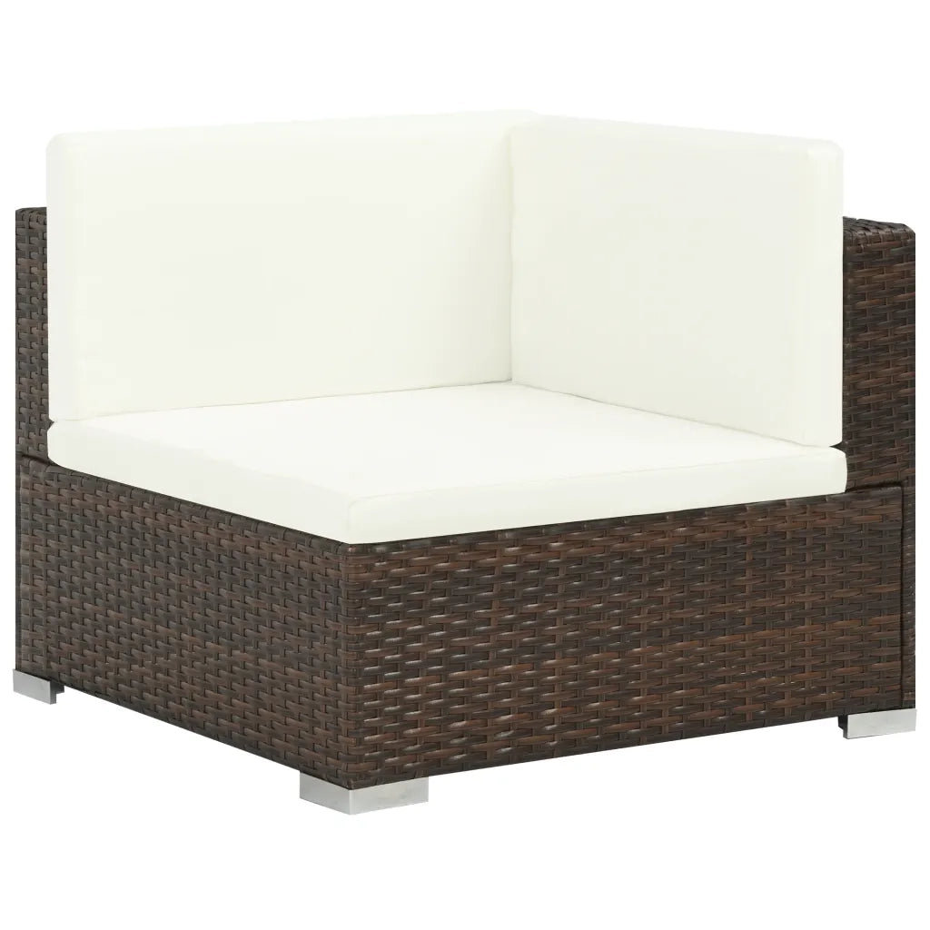 Set Divani da Giardino 7 pz con Cuscini in Polyrattan Marrone 44597