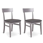 E-STYLO Sedia in legno laccato grigio scuro con seduta rivestita in similpelle, imbottita, 44cm X 45cm H. 82cm.