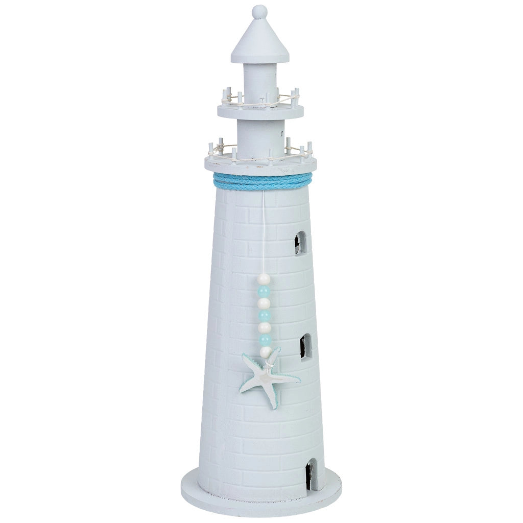 Figura decorativa faro legno bianco 15.5x15.5x50h cm