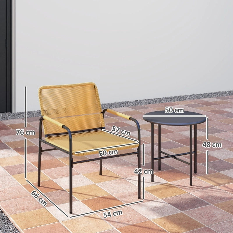OKWISH Set da Giardino 3 Pezzi, 2 Poltrone e 1 Tavolo da Balcone per Terrazza o Veranda, Acciaio Giallo
