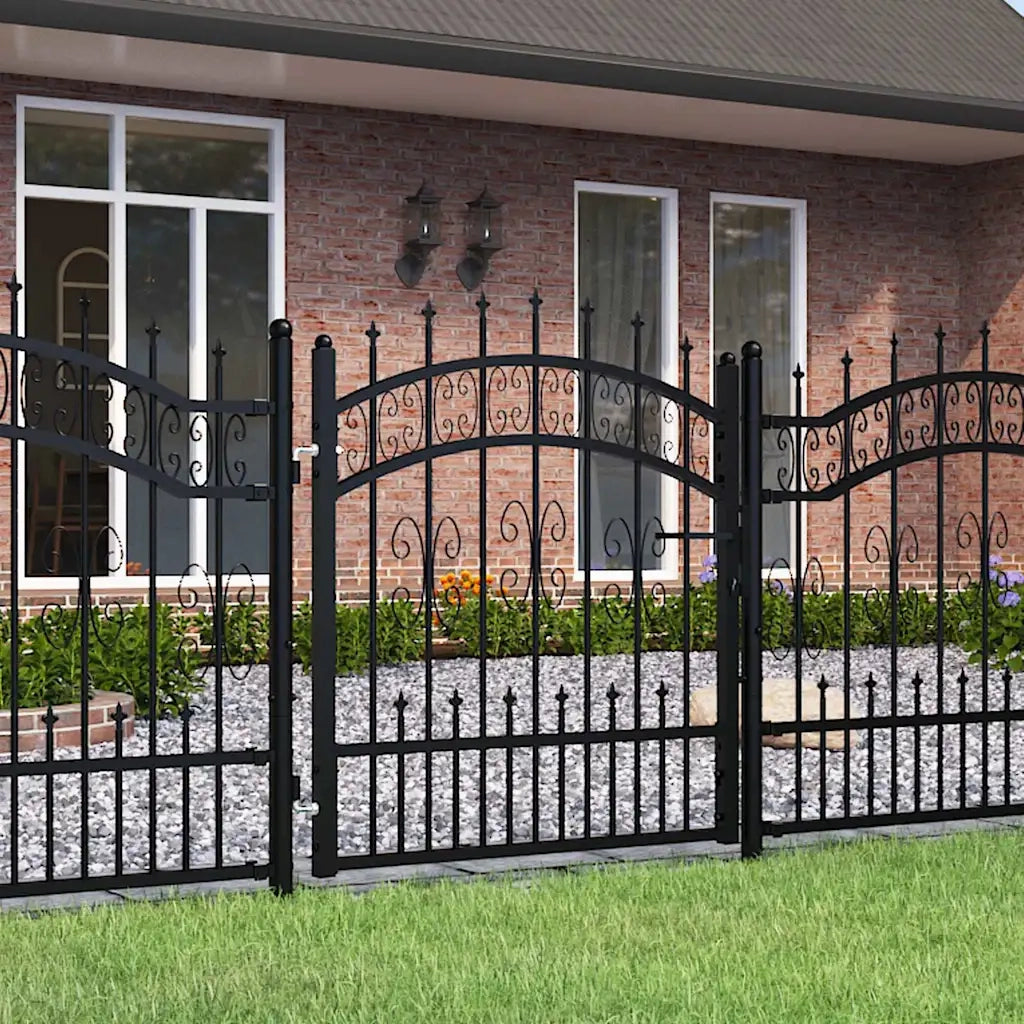 Cancello per recinzione KAMPEN con punta a lancia Nero 103x100 cm in acciaio 151090