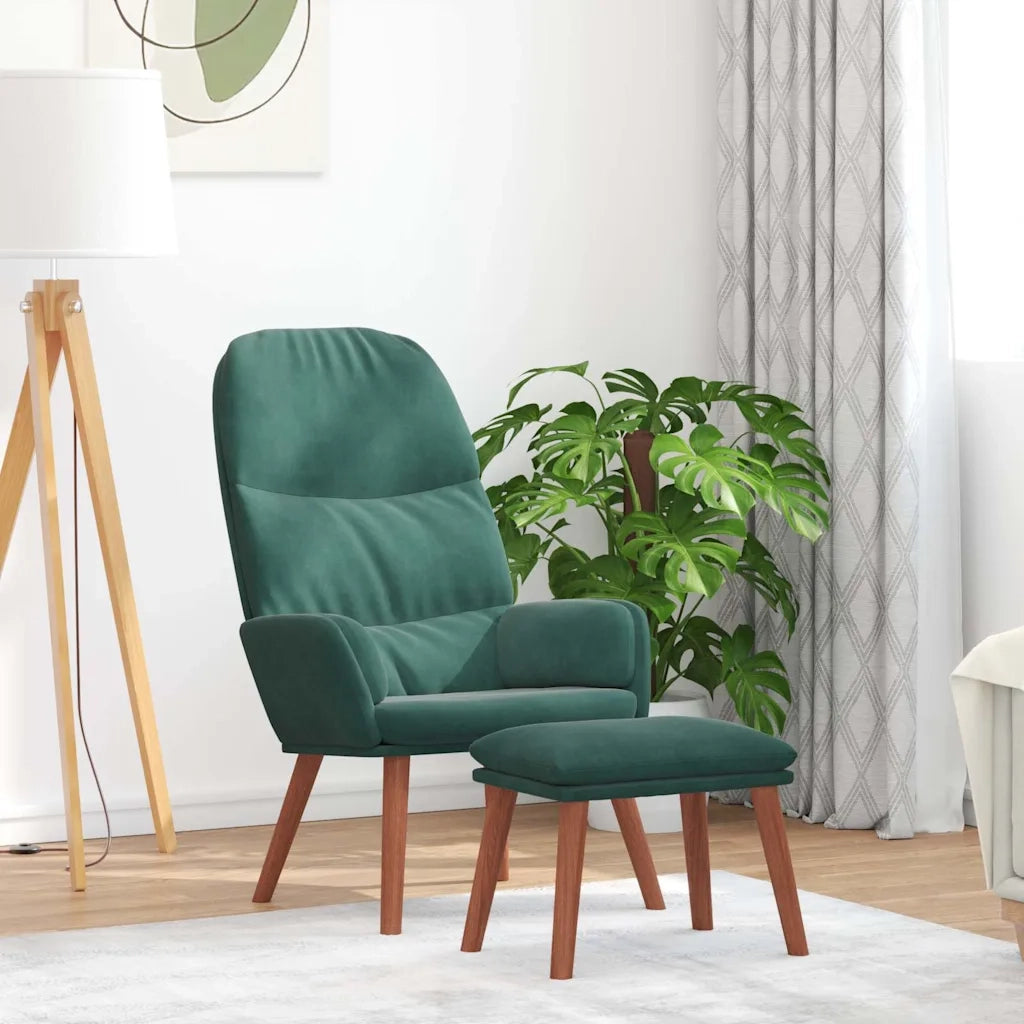 Poltrona Relax con Poggiapiedi Verde Scuro in Velluto 3315118