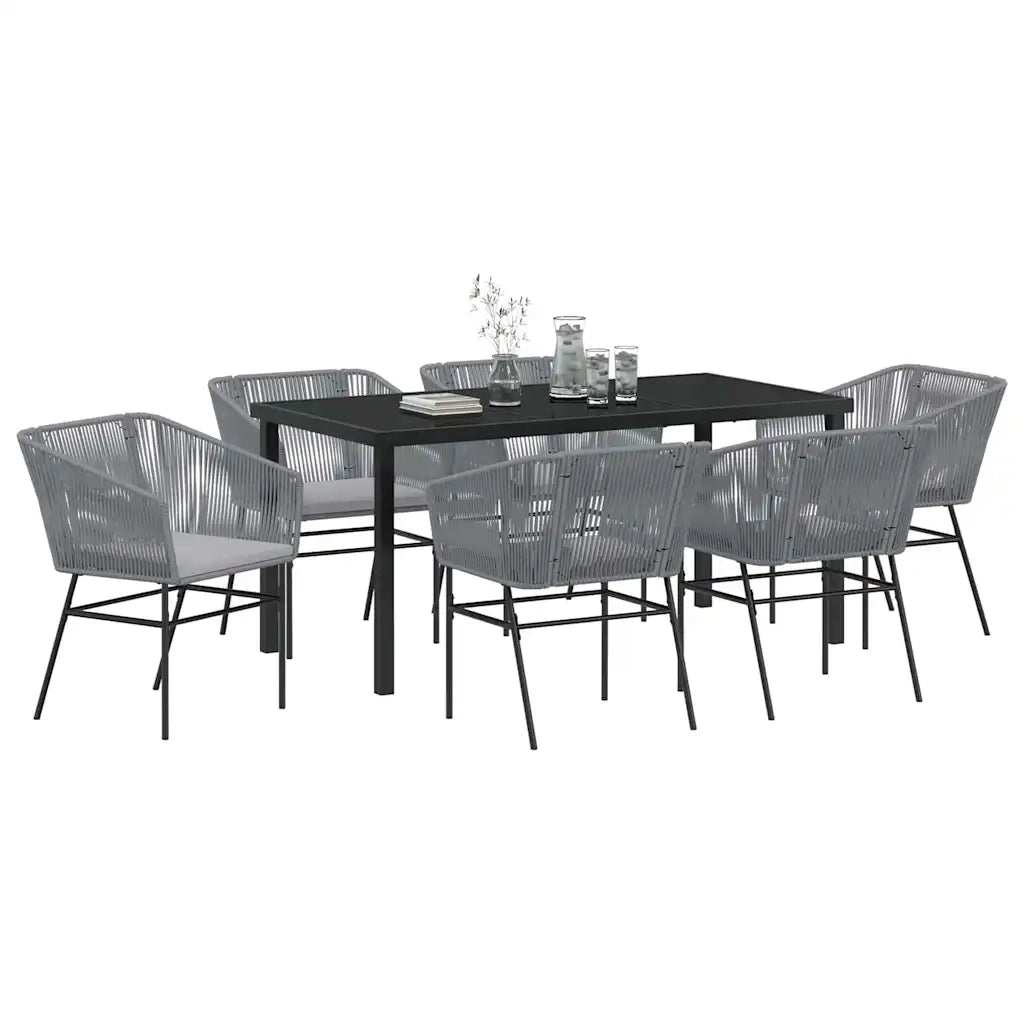 Set da Pranzo per Giardino con cuscino 7 pcs Grigio 3380936