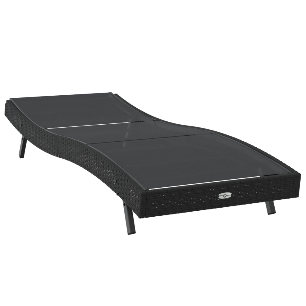 Lettino prendisole nero in polyrattan e Textilene