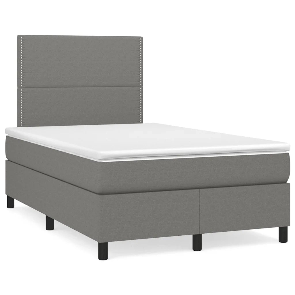 Letto a Molle Materasso e LED Grigio Scuro 120x190cm in Tessuto 3270191