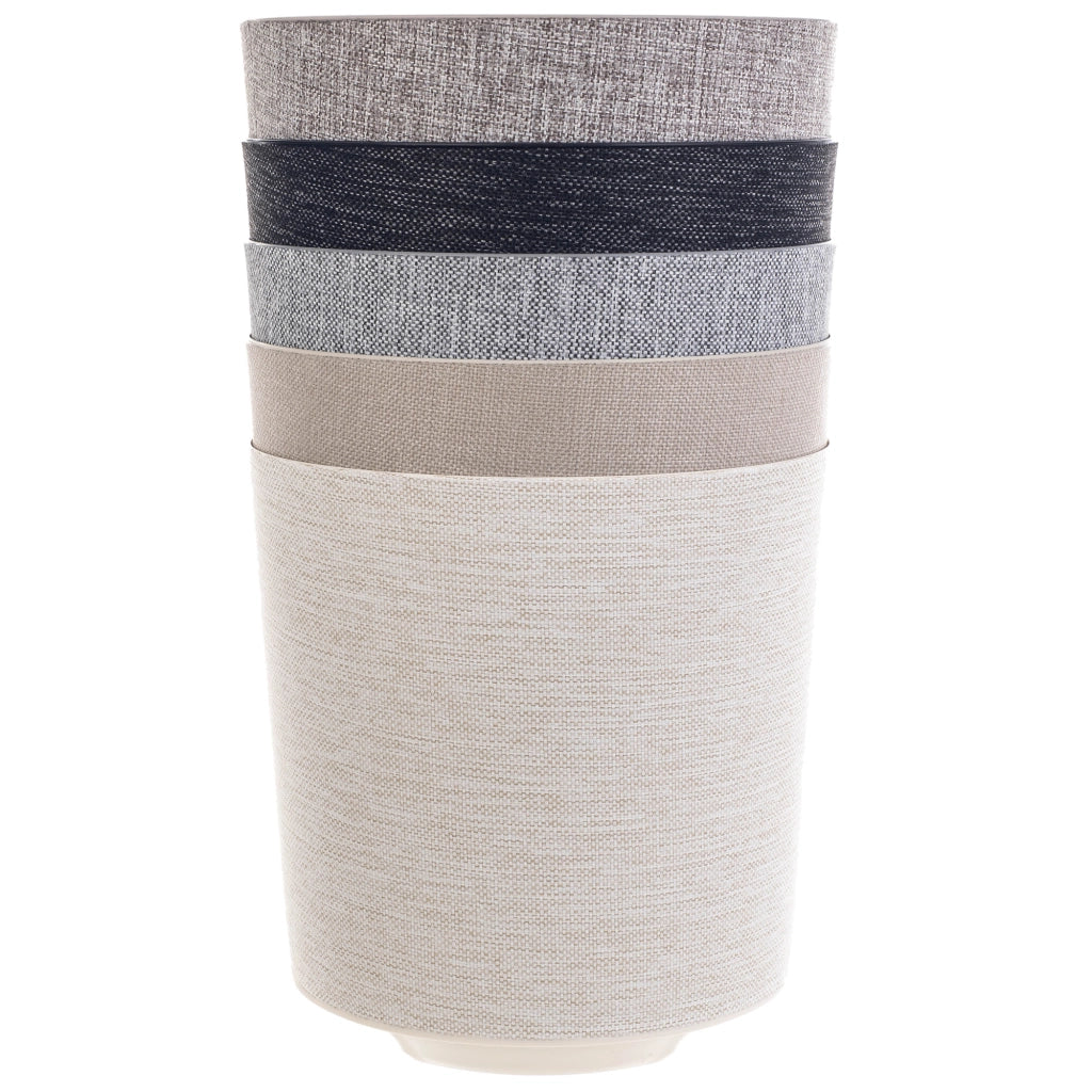 Vaso da fiori KADAX, coprivaso rotondo in tessuto grigio fantasia, 30 cm
