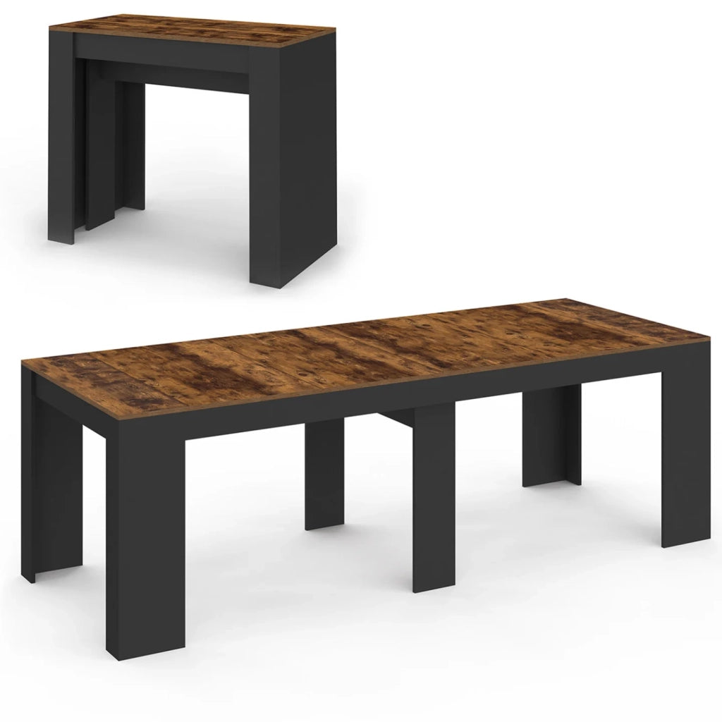 IDMarket - Consolle allungabile ORLANDO, 10 posti, 235 cm, legno effetto invecchiato e nero