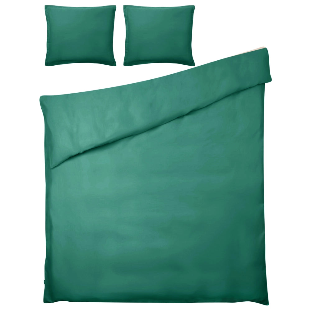 Set copripiumino e federa in cotone satinato verde 150 x 200 cm per una camera da letto moderna