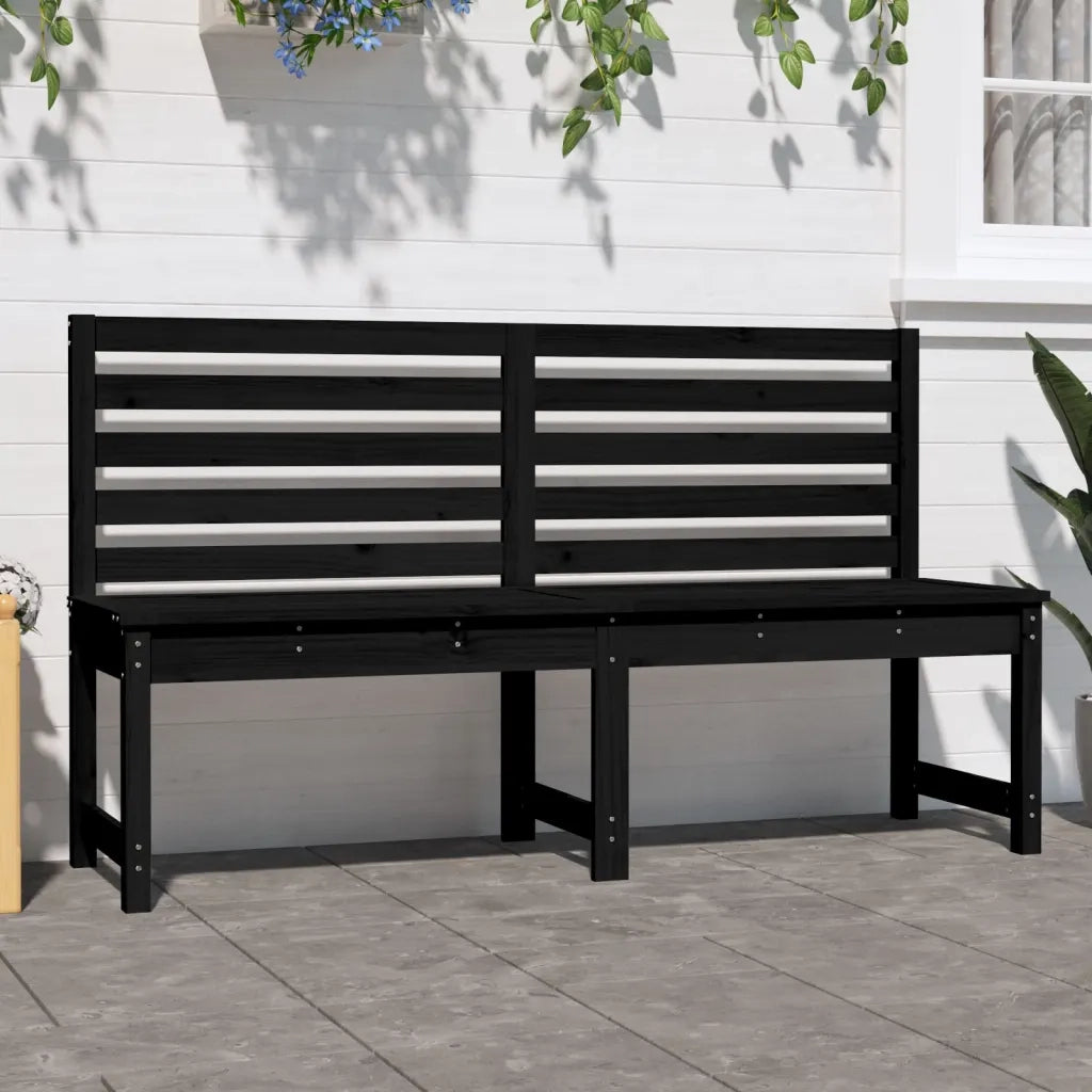 Panca da Giardino-Sgabello-Panca da esterno Nera 157,5 cm in Legno Massello di Pino